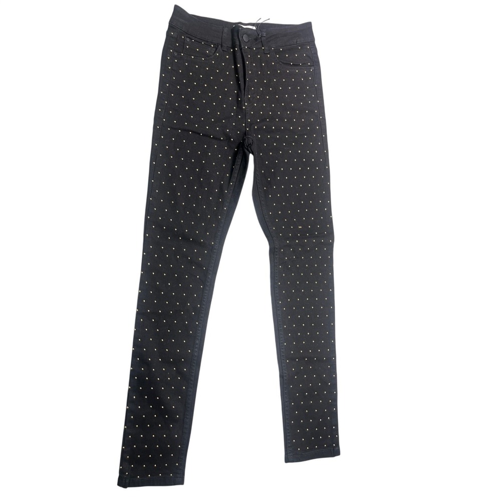 Mango Women's Size 6 Black Gold Studded Skinny Jeans NWT Embellished Denim